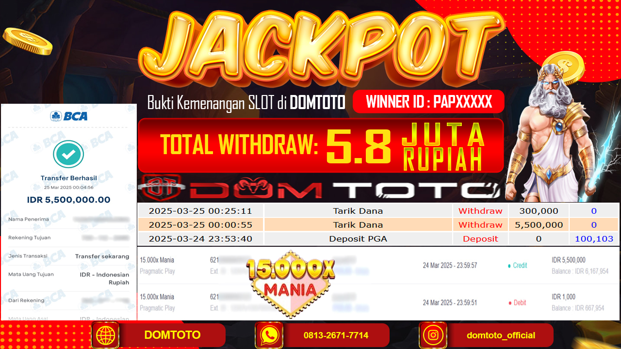 JACKPOT SLOT 15.000x MANIA 25 MARET 2025